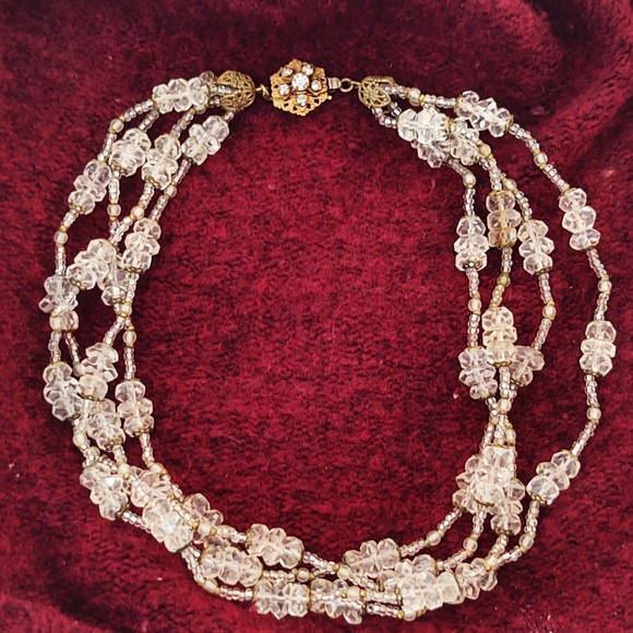 Vintage 4 Strand Vintage Signed Miriam Haskell Necklace